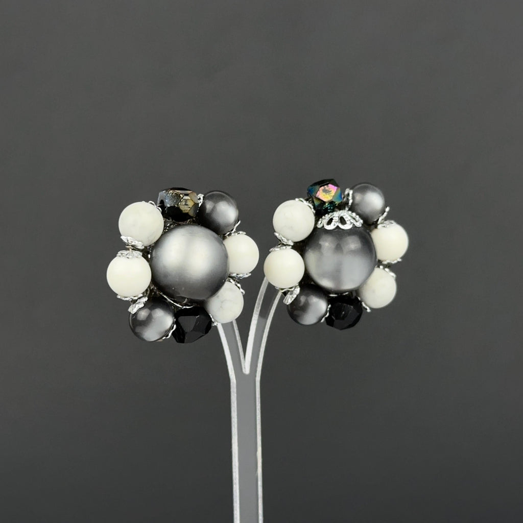 Vintage Japan cluster clip-on earrings