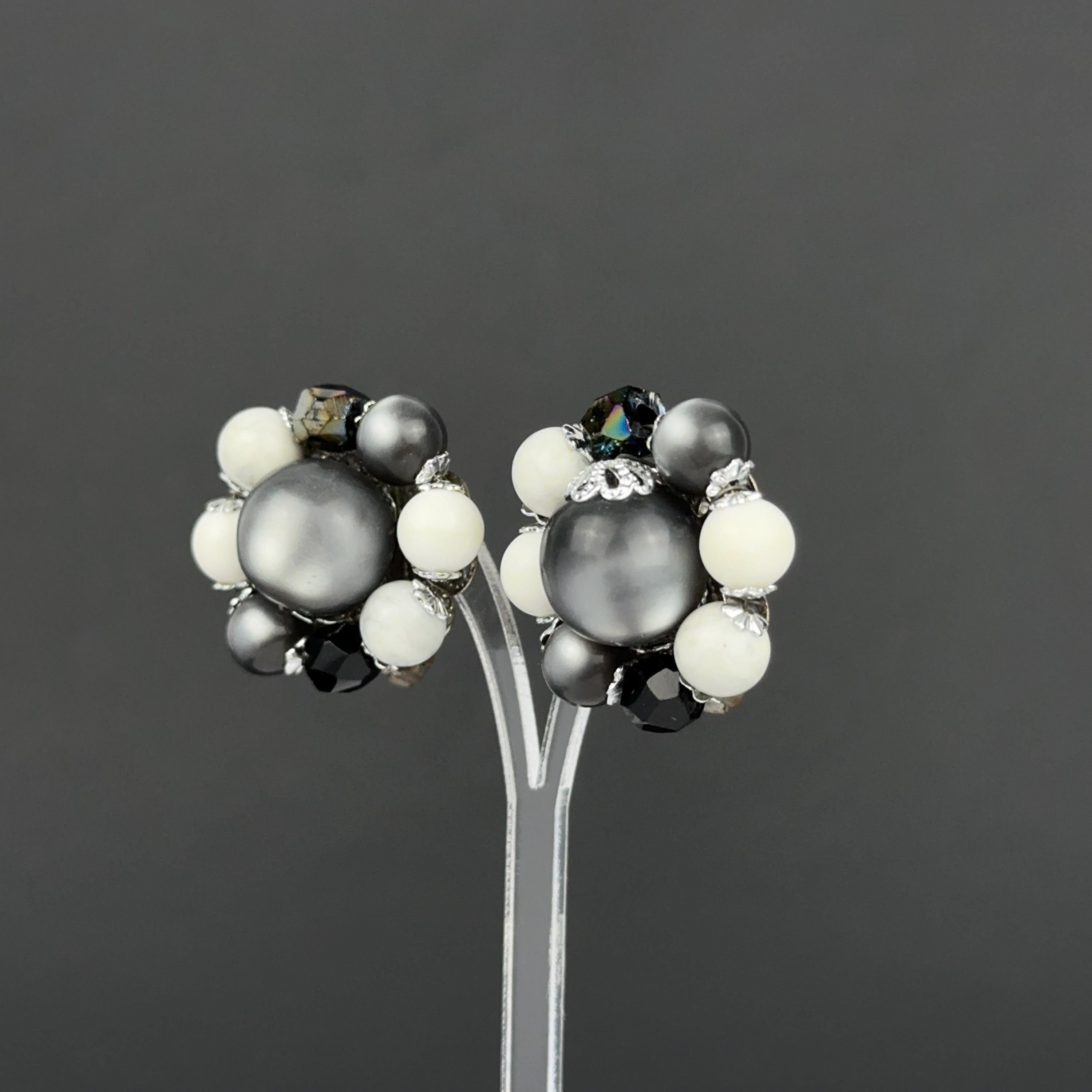 Vintage Japan cluster clip-on earrings