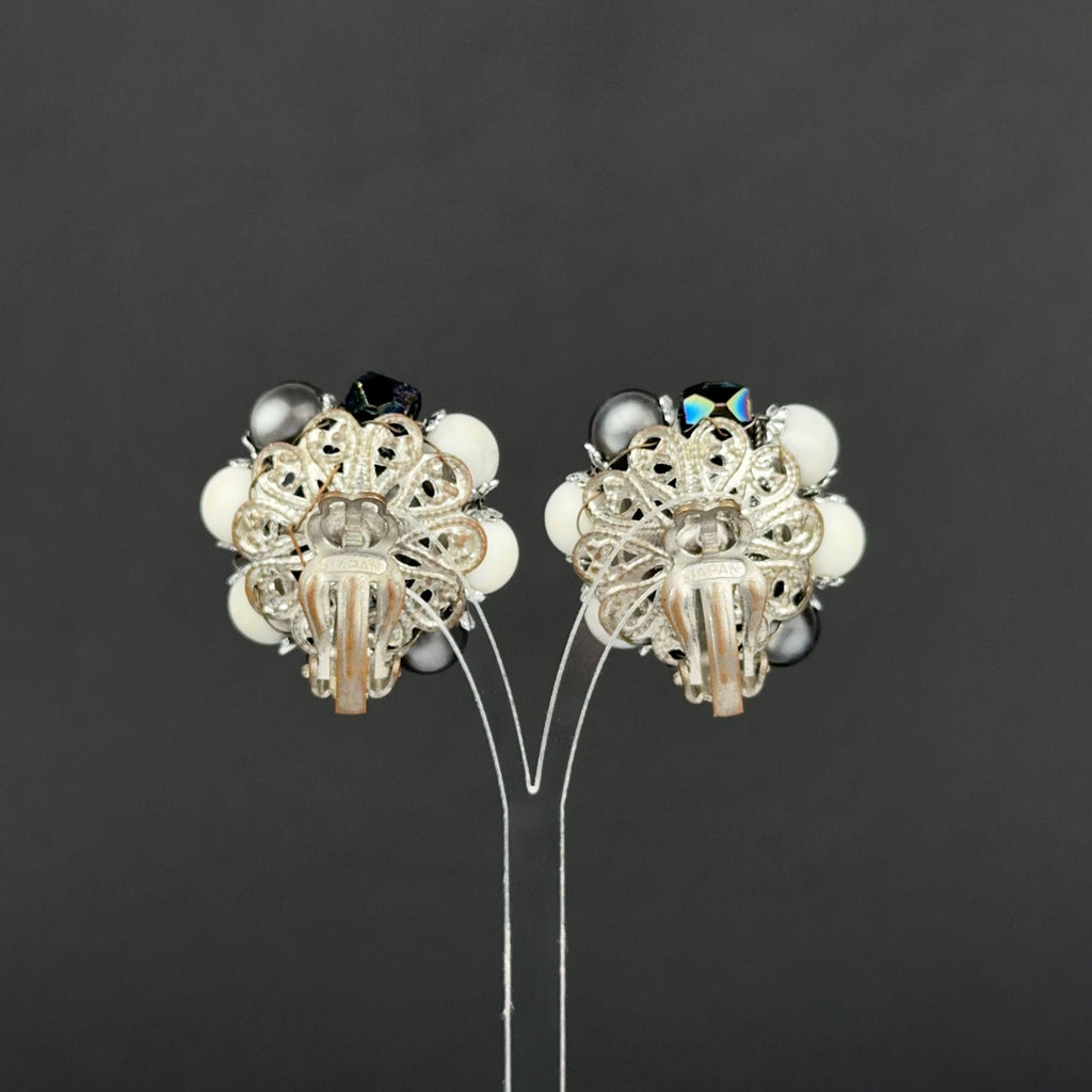 Vintage Japan cluster clip-on earrings