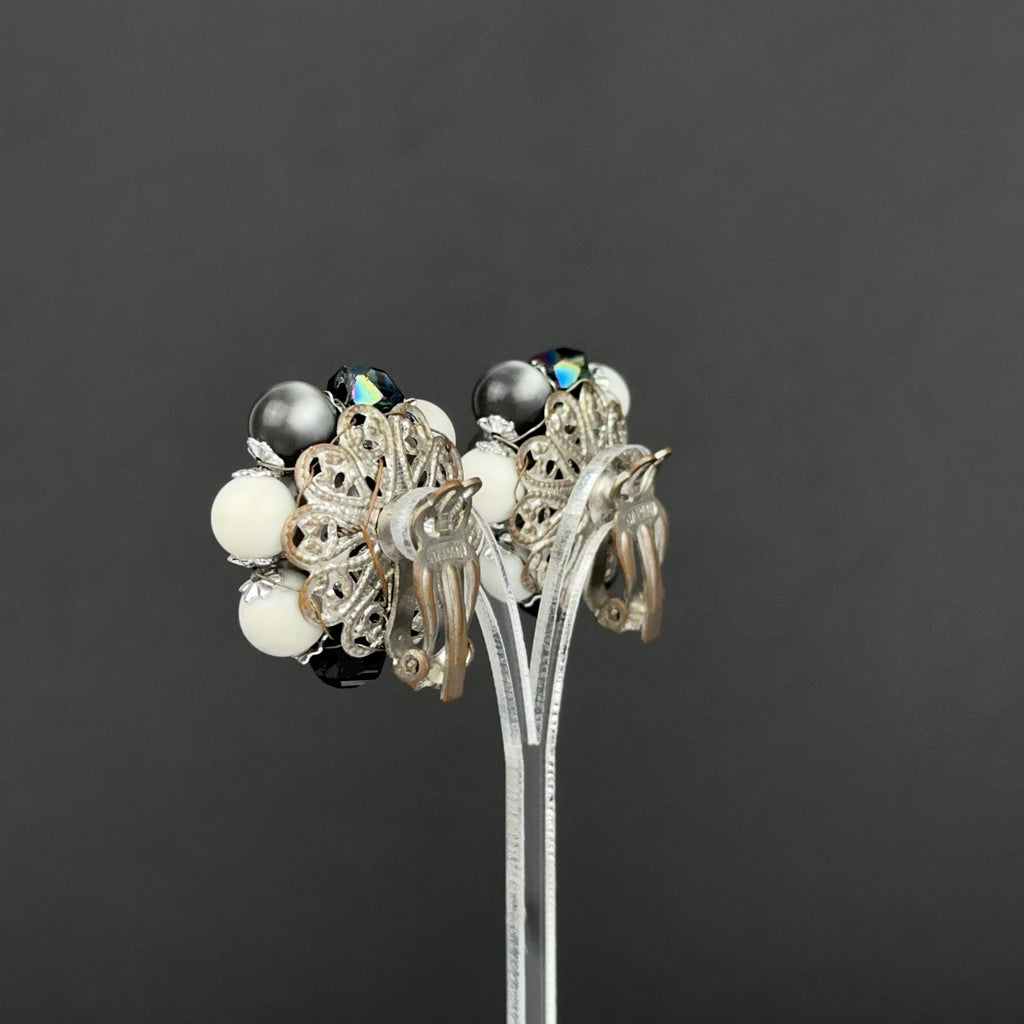 Vintage Japan cluster clip-on earrings
