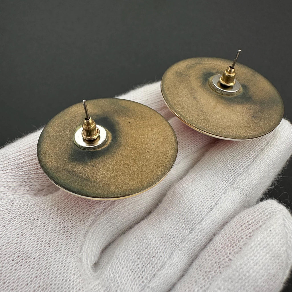 Vintage red & gold tone statement stud earrings