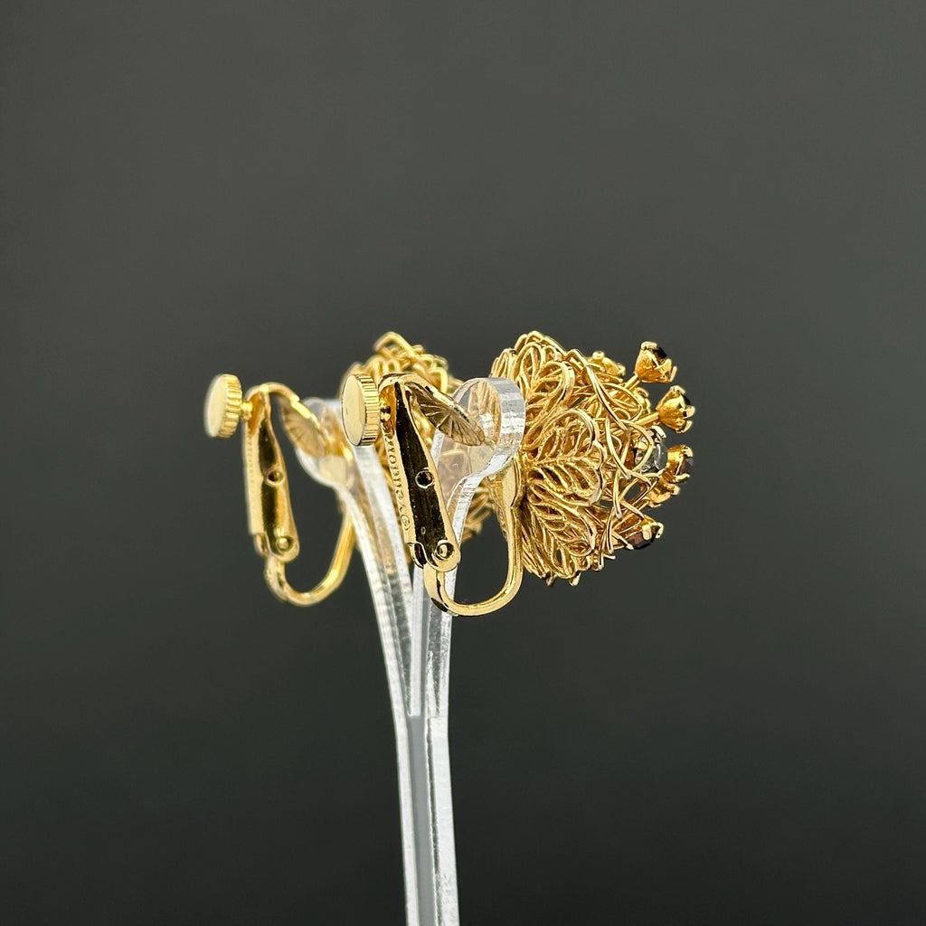 Vintage Vendome gold tone and rhinestone clip-on earrings