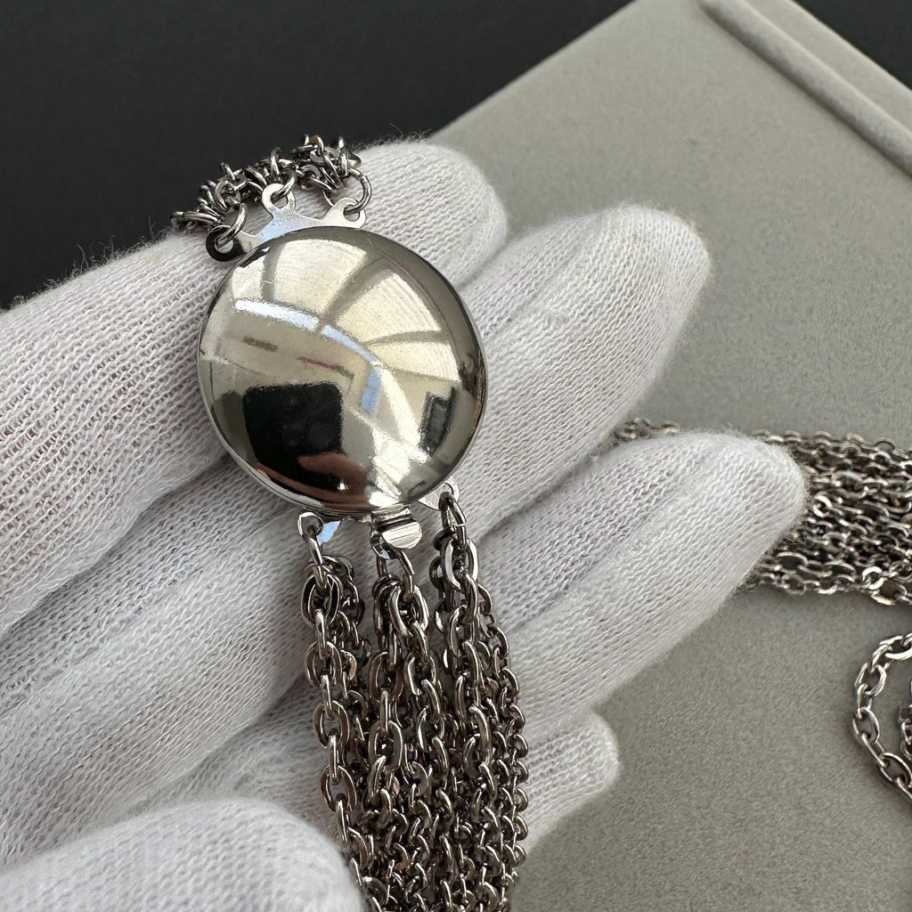 Vintage silver tone multi strand chain necklace