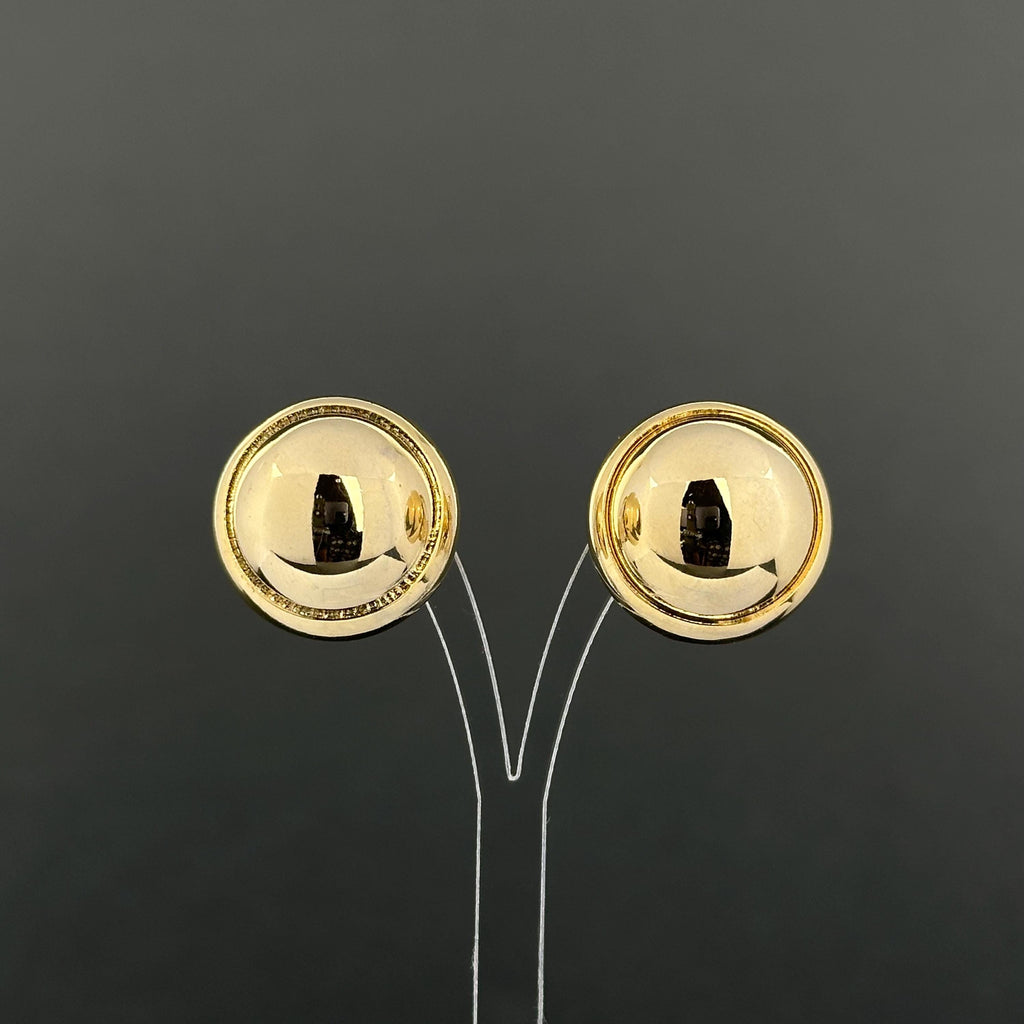 Vintage gold tone round dome clip on earrings