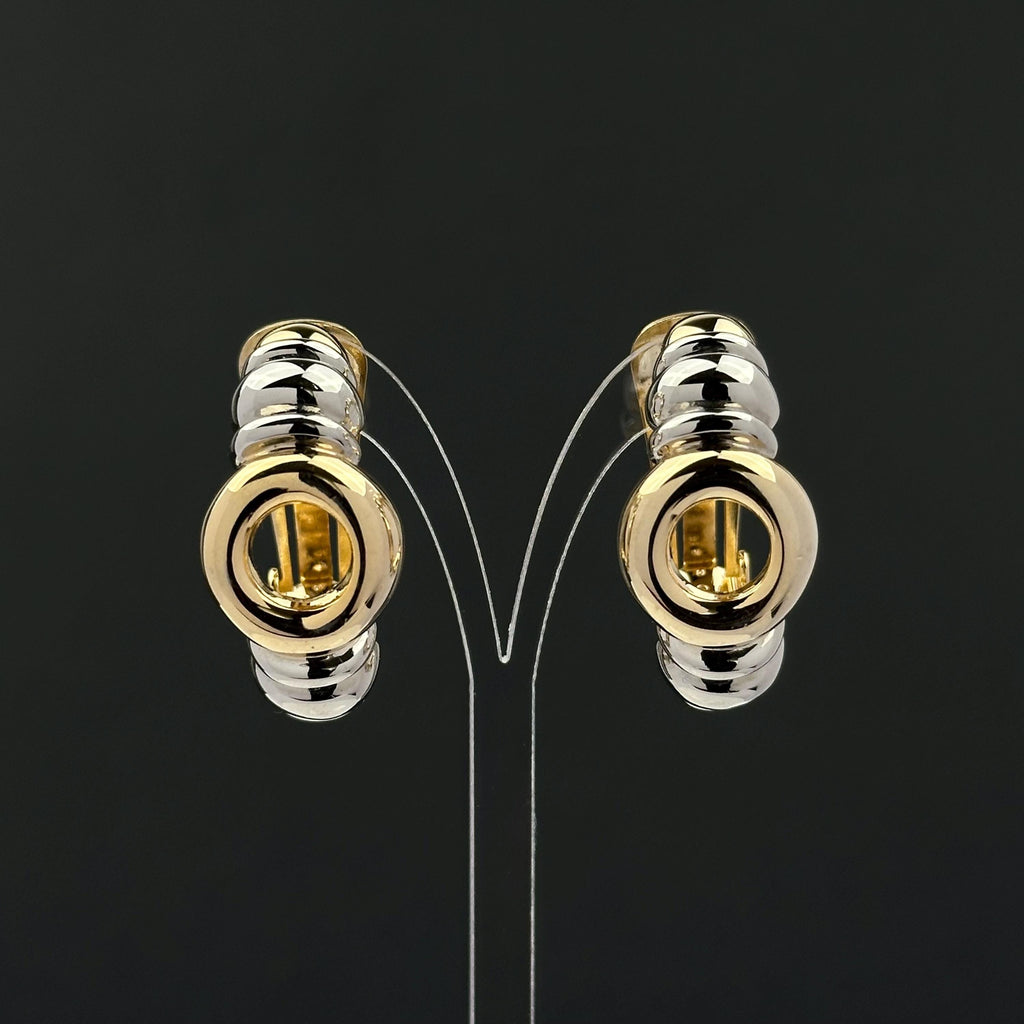 Vintage two-tone hoop clip on earrings