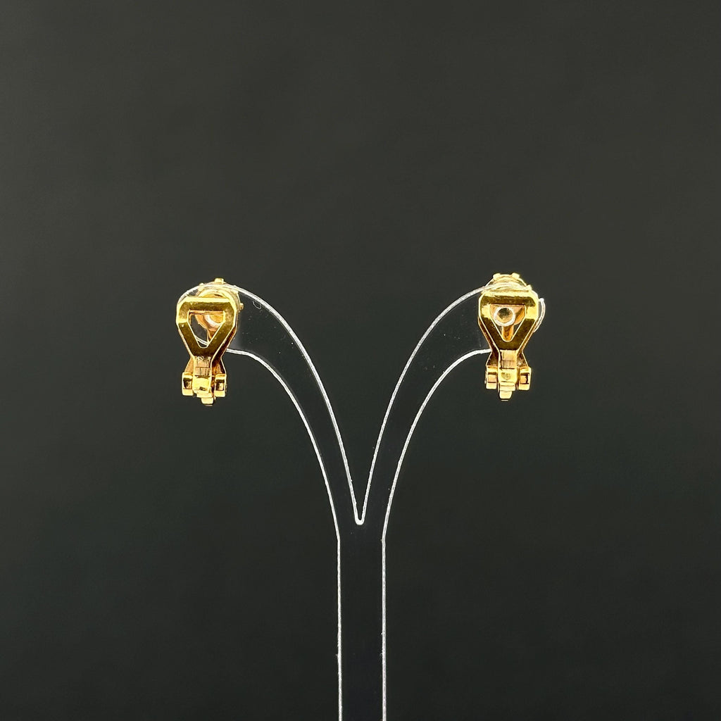 Vintage Rhinestone Clip-on Earrings: Gold Tone Petite Jewelry