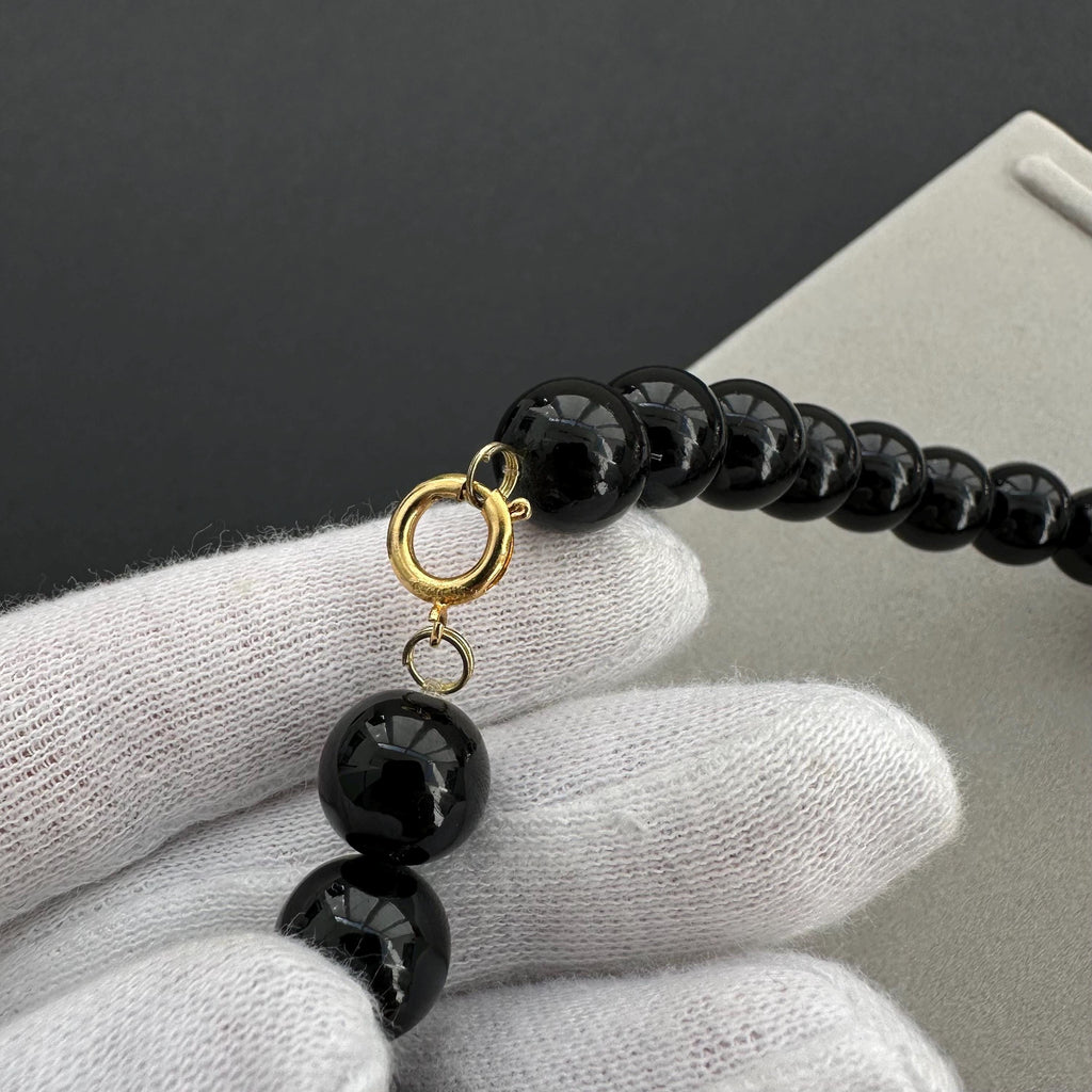 Vintage black plastic bead statement necklace