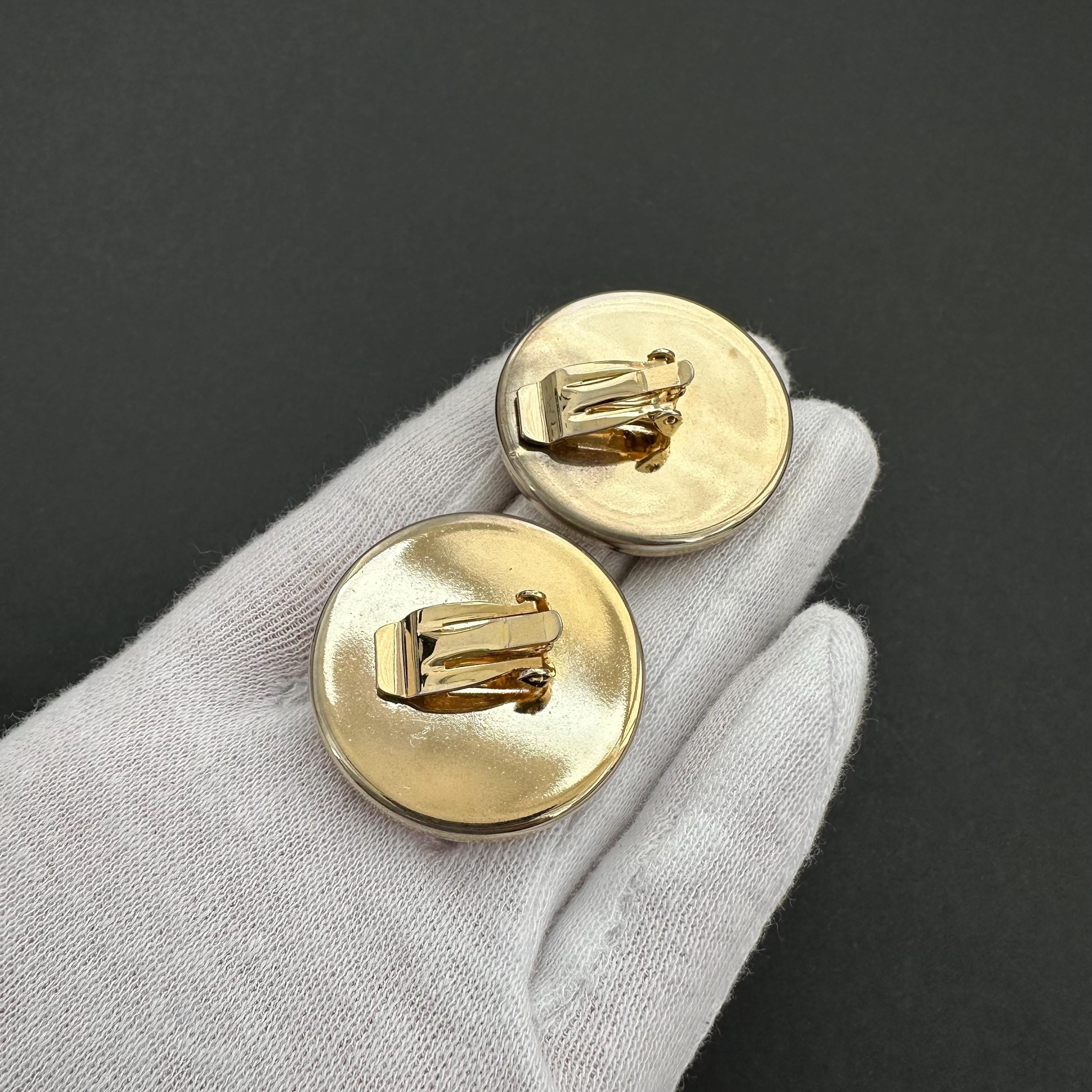 Vintage gold tone and red tartan statement clip-on earrings