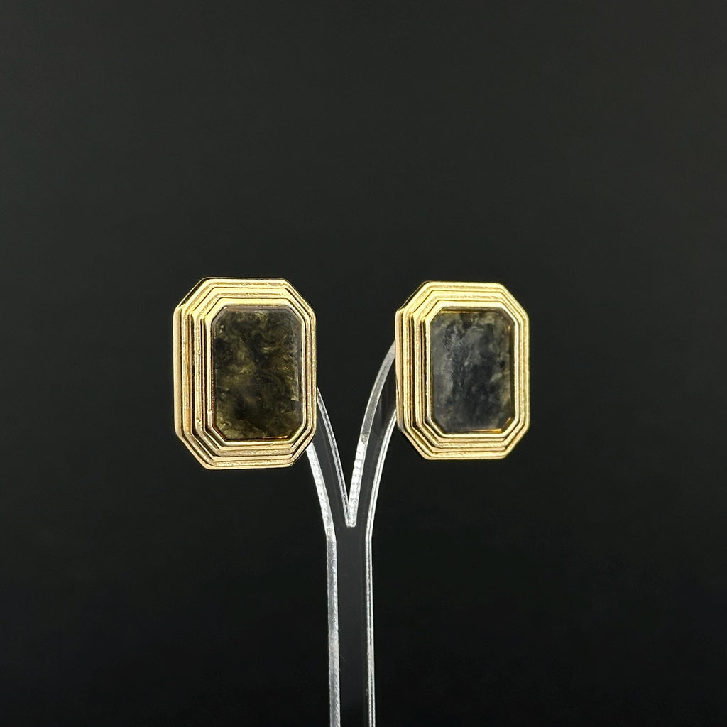 Vintage gold tone and green stud earrings