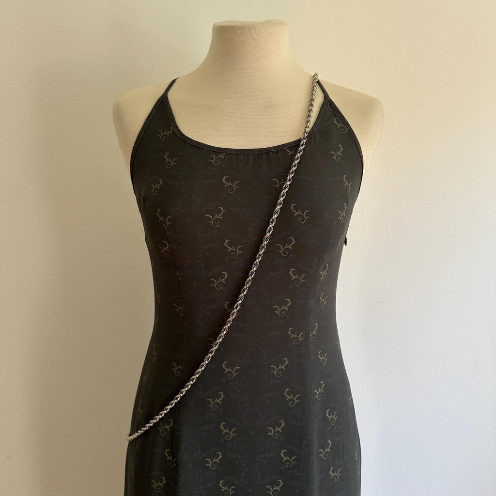 Vintage silver-tone long rope chain necklace