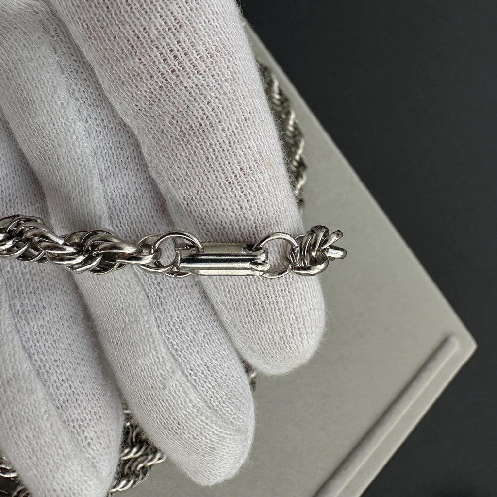 Vintage silver-tone long rope chain necklace
