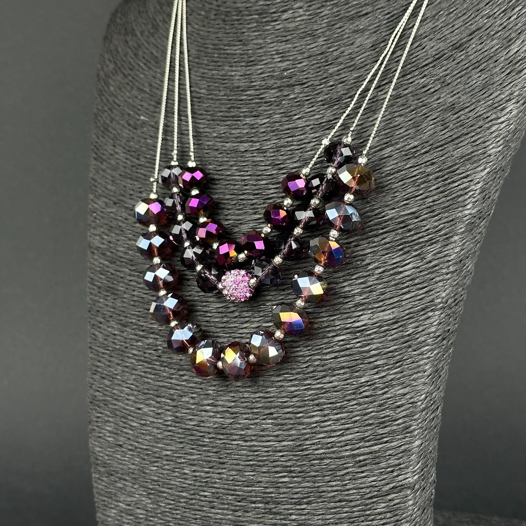 Vintage NY & Company purple iridescent glass bead necklace
