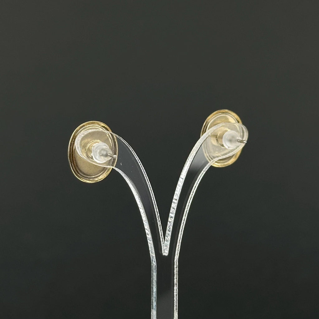 Vintage floral and black enamel small stud earrings