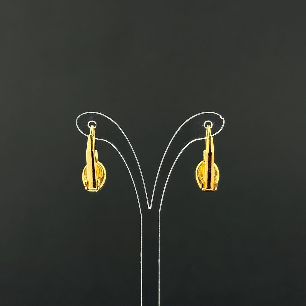 Vintage gold tone and blue cabochons drop earrings