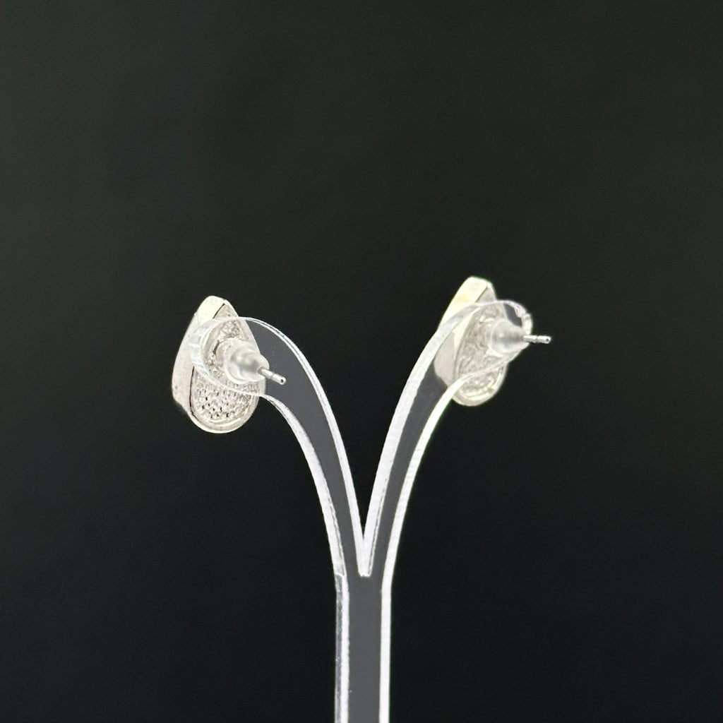 Vintage silver tone and faux pearl teardrop studs earrings