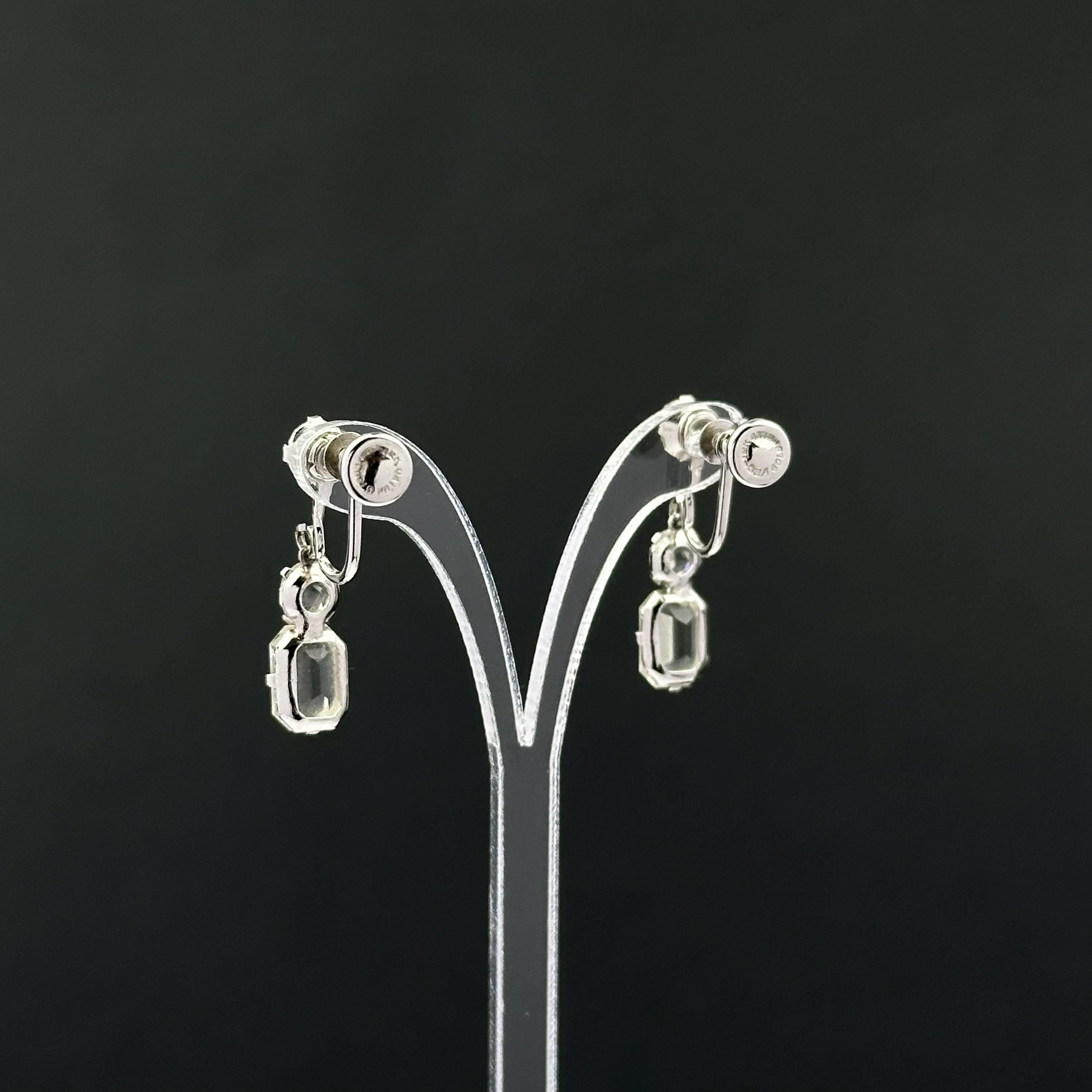 Vintage silver tone 12K gold filled and rhinestone screw-back earrings