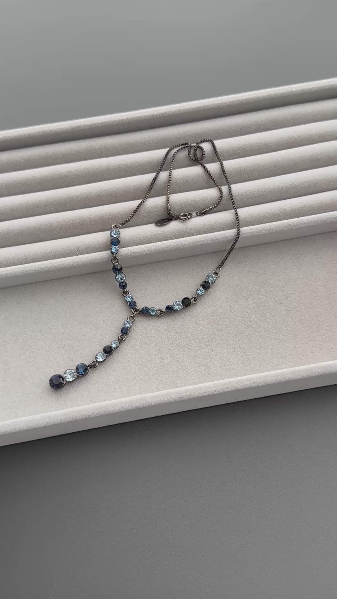 Vintage blue crystal Y necklace