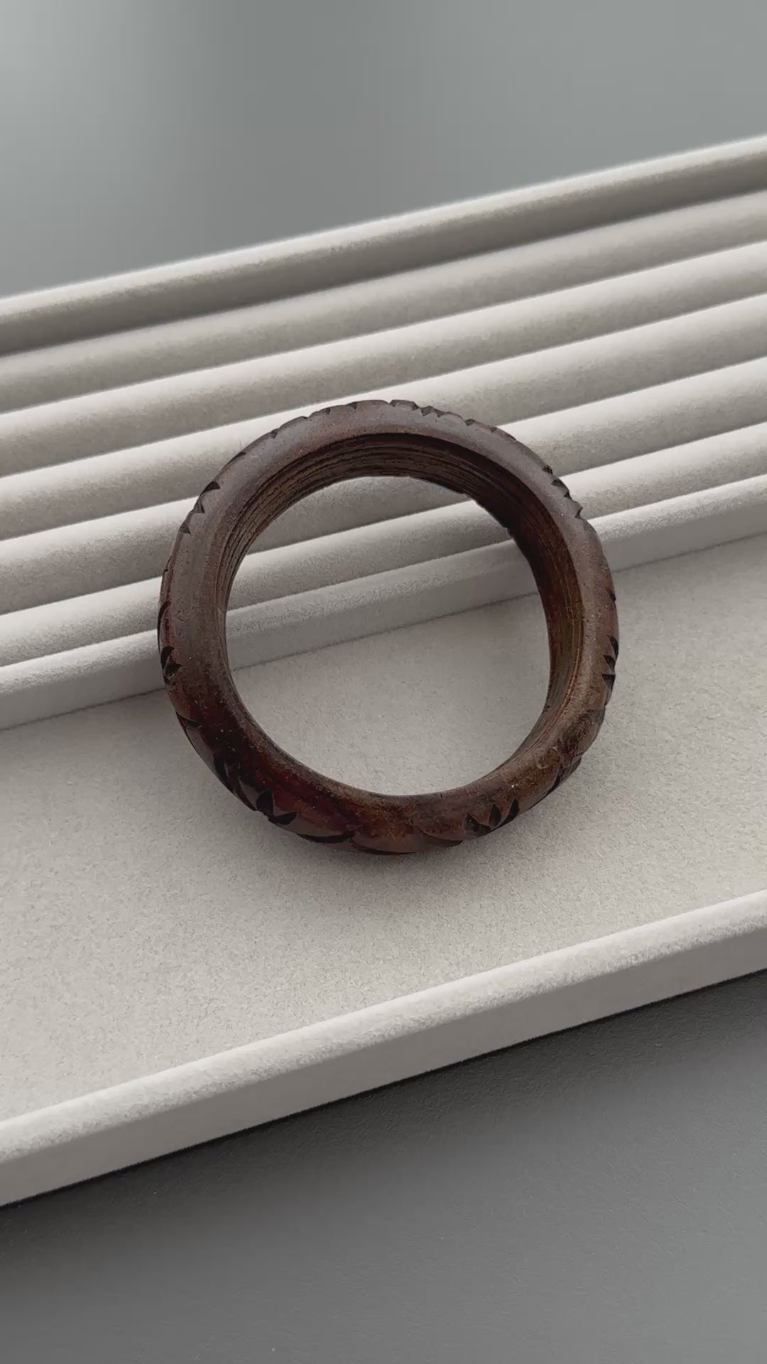 Vintage hand-carved wooden bangle bracelet