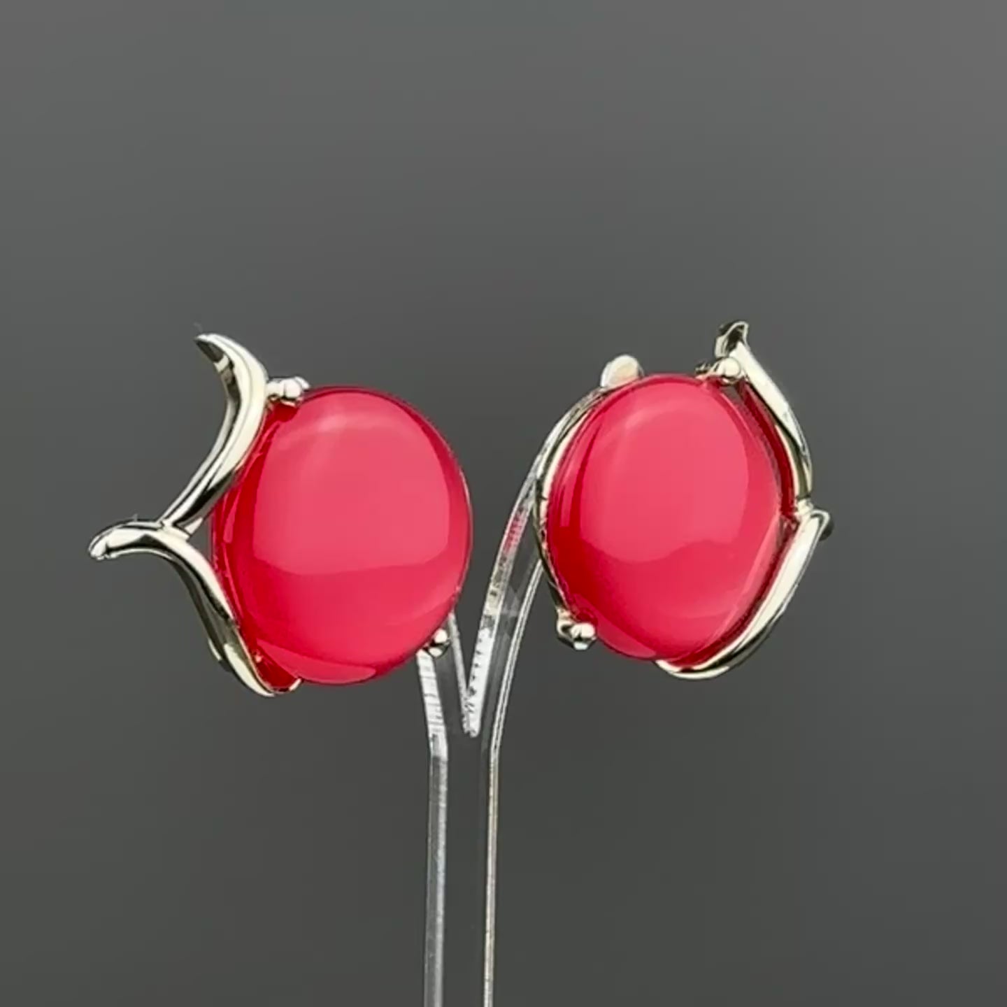 Vintage gold-tone and red lucite clip-on earrings