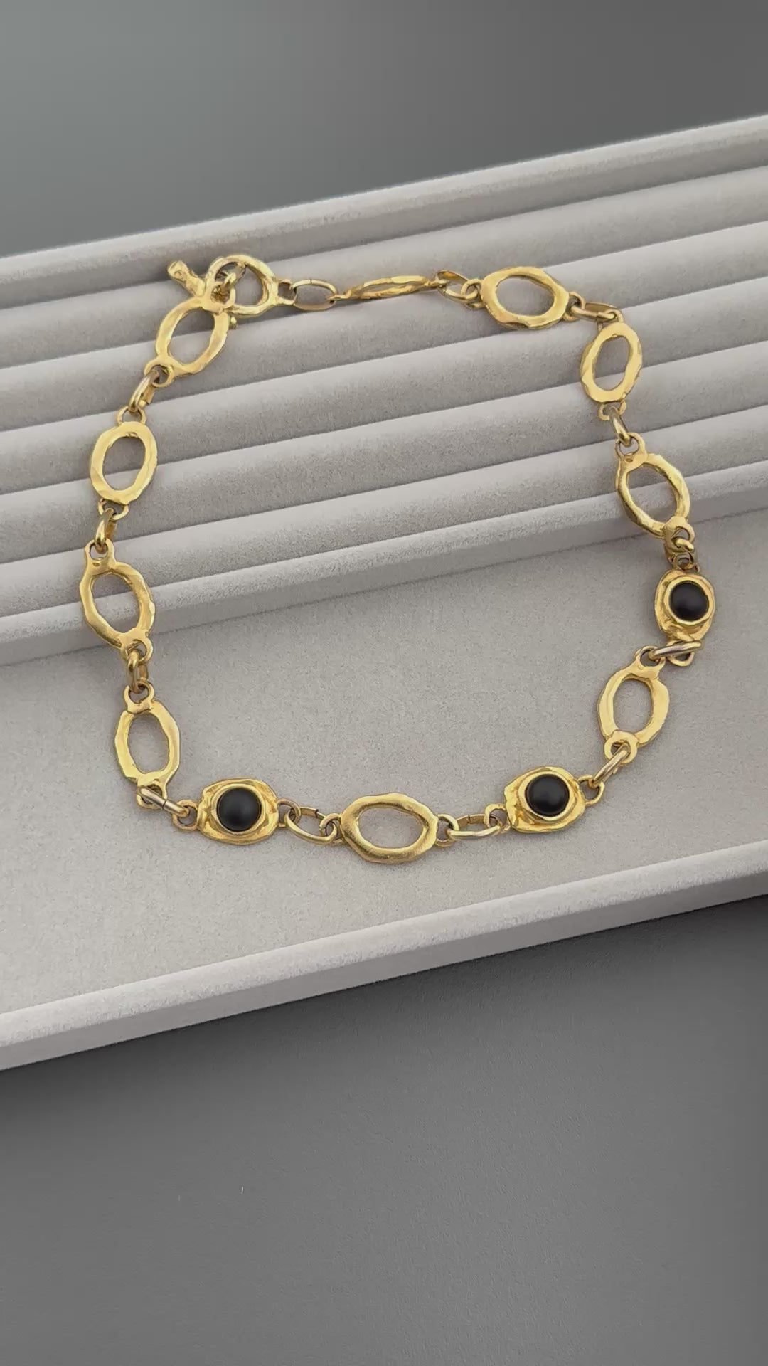 Vintage LOOLA PARIS gold-tone and black necklace
