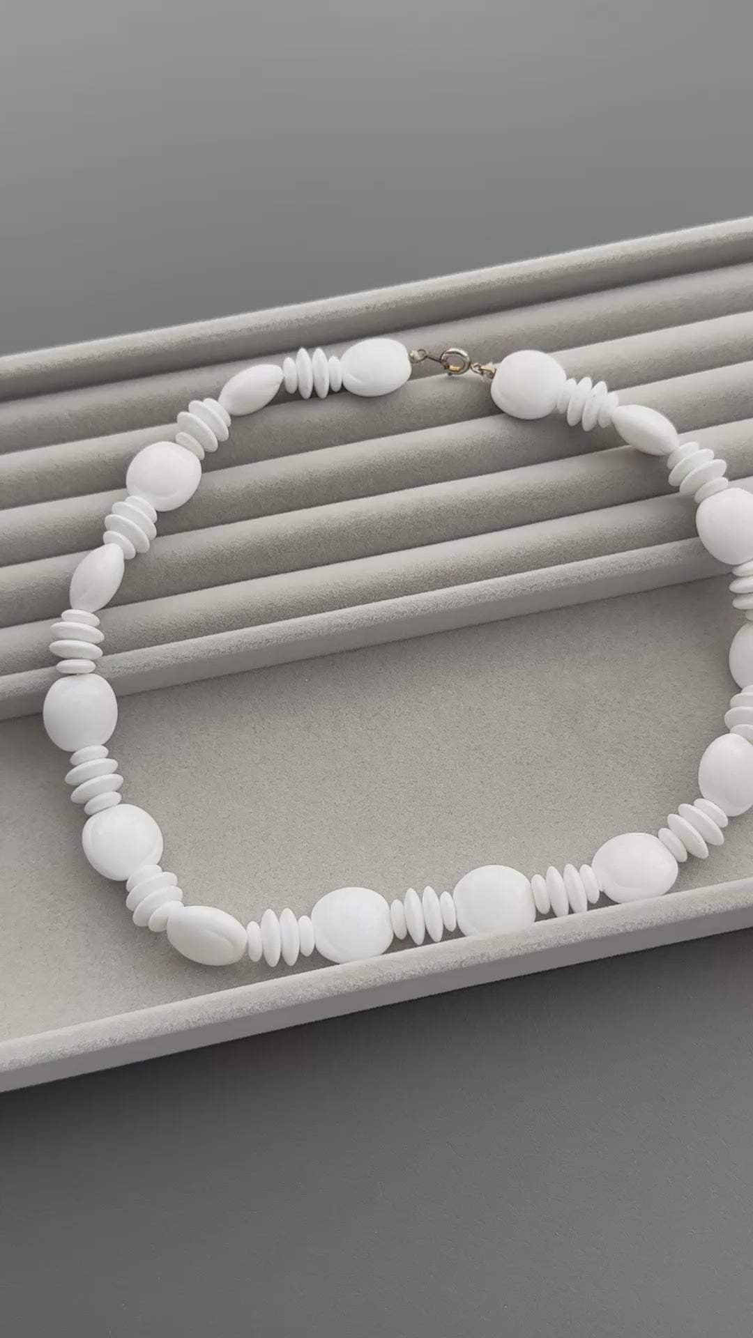 Vintage white plastic bead choker necklace